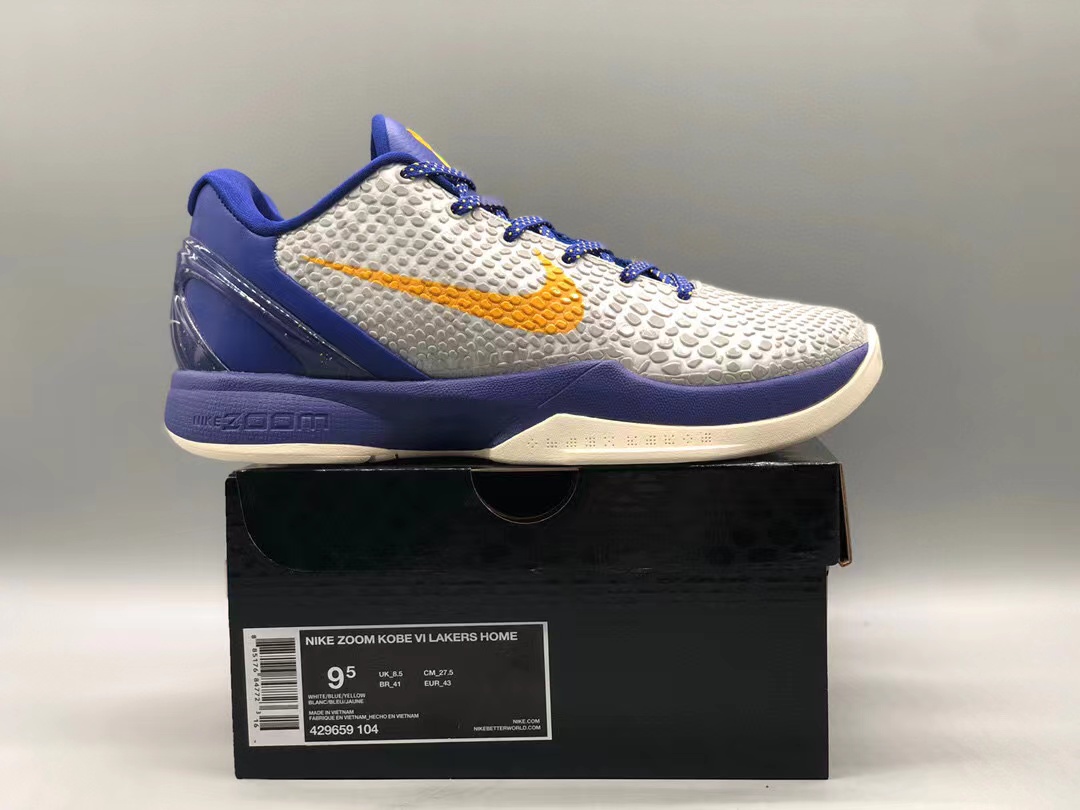 Nike Kobe 6 Lakers Home 429659-104 Size: 41-49.5